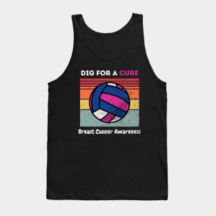 Dig For A Cure Vintage Retro Breast Cancer Awareness Volleyball Tank Top